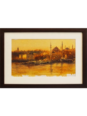 Muguetarts Istanbul Sevdası Orijinal Suluboya Tablo - Mehmet Najafzadeh Eseri 42X29 cm