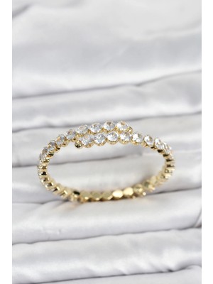 Erdo Ticaret Buğz Pirinç Gold Renk Sıralı Zirkon Taşlı Kadın Bileklik Diğer