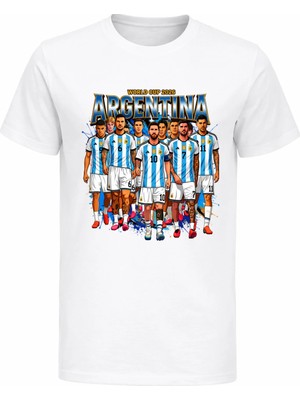 Efendioğlu Design Argentina 2026 World Cup Tüm Takım Arjantin Baskılı Pamuklu Çocuk T-Shirt