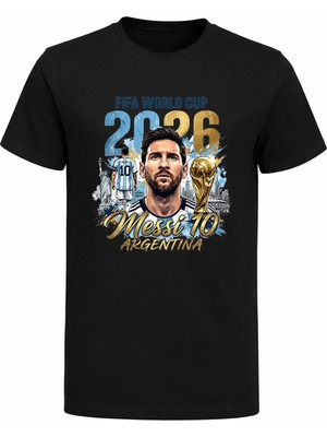 Efendioğlu Design World Cup 2026 Messi 10 Argentina Baskılı Pamuklu Çocuk T-Shirt