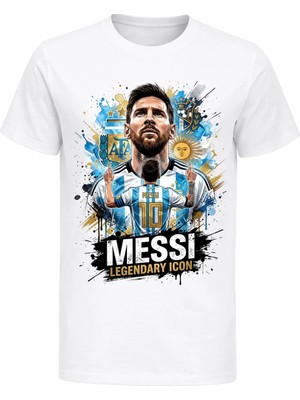 Efendioğlu Design Legendary Icon Messi 10 Argentina Baskılı Pamuklu 2026 World Cup T-Shirt