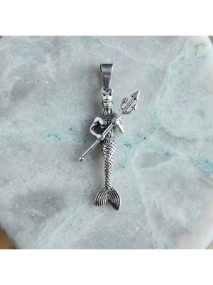Ebrar Silver Gümüş Poseidon Kolye Ucu 925 Ayar Gümüş Poseidon Figürlü Unisex Kolye Ucu
