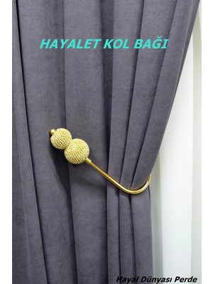 Hayal Dünyası Kornişe Takılan Hayalet Sistem Özel Tasarım Taşlı Perde Kol Bağı