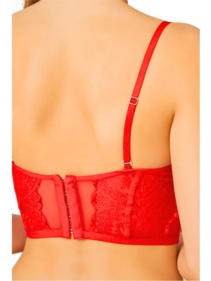 Homay Dantelli Transparan Balenli Bralet Sütyen - Tek Parça