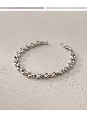 Balenbi Jewelry Kadın Yaprak Formlu Boncuk Detaylı Kararmaz Çelik Zincir Bileklik Gümüş Renk 1123