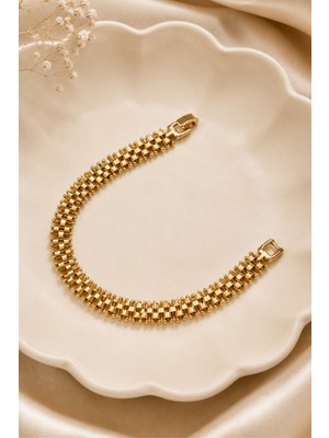Balenbi Jewelry Kadın Çok Sıralı Boncuk Detaylı Kararmaz Çelik Bileklik Gold Renk 1131
