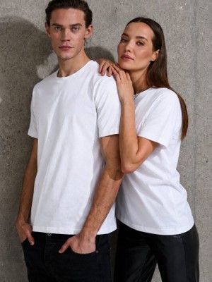 Demir Grup cc Unisex Kısa Kollu Bisiklet Yaka Basic Viskon Bluz