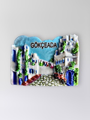 Mundy Gökçeada Polyester Kabartmalı Magnet 6,5x5 cm Dekoratif Hediyelik Buzdolabı Süsü (KOD:1341)