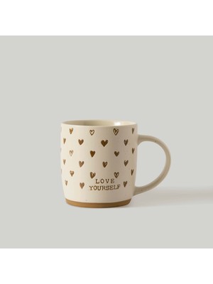 Linens Love Porselen 340 ml Kupa Ekru-Kiremit