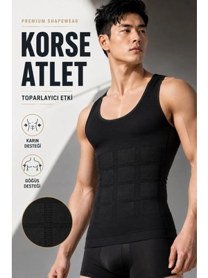 Elilom Yukka Erkek Korse Shapewear Atlet Göbek ve Göğüs Toparlayıcı Dik Duruş Sıkılaştırıcı Fit