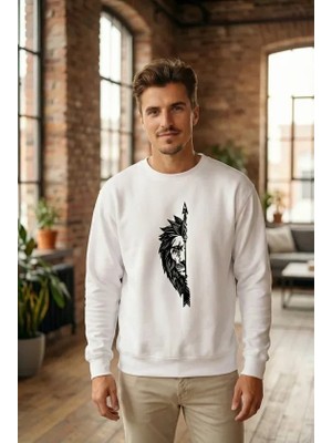 Uslucan Alışveriş Oversize Bisiklet Yaka Sevgililer Günü Baskılı Sweatshirt - Beyaz
