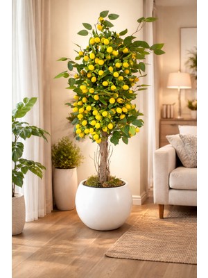 Empressco Premium Akdeniz Yapay Limon Ağacı 110 Cm, Yoğun Yapraklı Dekoratif Ağaç