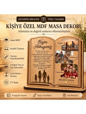 Kişiye Özel Mdf Masa Dekoru Hediyesi Fotoğraflı ve Yazılı Kaideli Tasarım