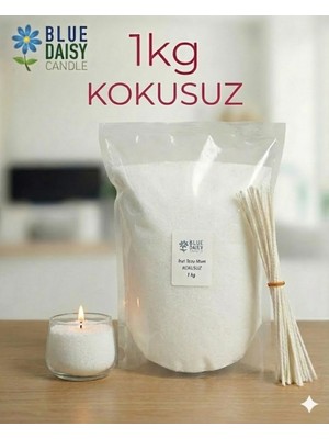 Empressco 1 kg Kokusuz Beyaz Inci Tozu Mum, 25 Adet, 20 cm Fitil ile