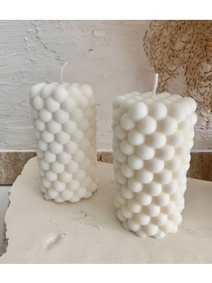 Empressco Ikili Silindir Bubble Mum Seti, Pearl Renkli, Soywax, Zarif ve Şık Tasarım