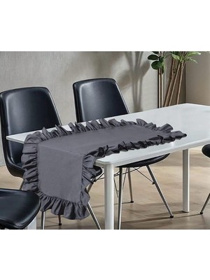 Empressco Gri Fırfırlı Masa Örtüsü 40X110 cm Şık ve Fonksiyonel Tasarım