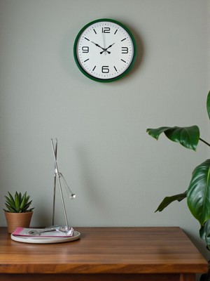 TKÇ 36 cm Yeşil Modern Dekoratif Duvar Saati