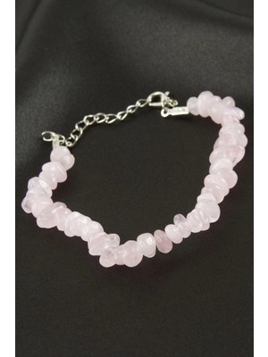Marsilyan Pembe Kuvars Kırık Doğaltaş Bileklik