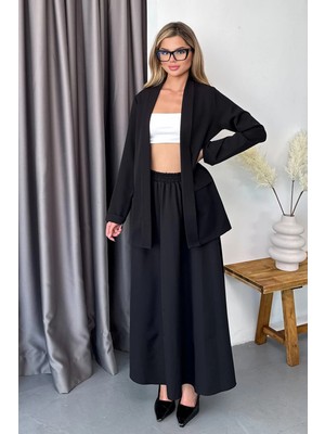 Giysa Kadın Şal Yaka Duble Kol Blazer Ceket Siyah - 26Y T301