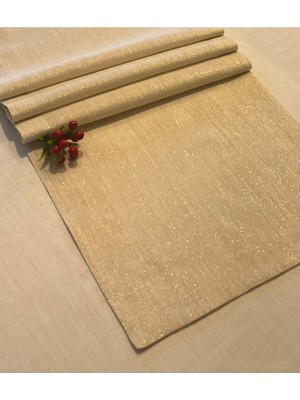 Empressco Şık ve Modern Keten Görünümlü Simli Linen Altlık, 40 x 160 cm