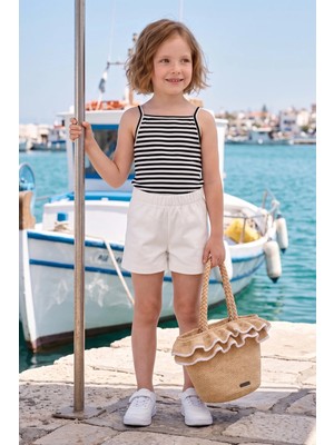 FullaModa Basic Beli Lastikli Kız Çocuk Şort