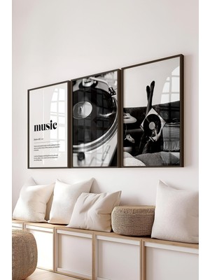 Empressco Modern Siyah Çerçeveli Müzik Temalı Poster Seti, 3 Parça