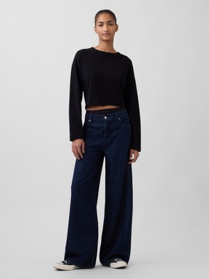 Gap Kadın Koyu Mavi Mid Rise UltraSoft Baggy Jean Pantolon