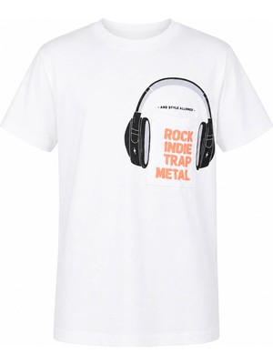 Trender 8034 Metal Baskı Beyaz Erkek Çocuk T-Shirt 26YSS2000039