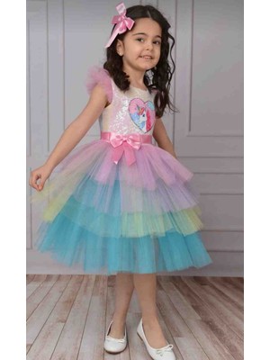 Ayancık Kids Unicorn  Doğum Günü Kız Çocuk Elbisesi