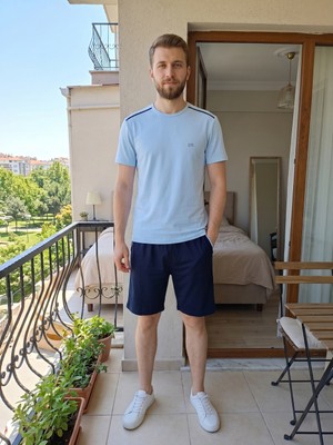 D'S Damat Ds Damat Maschio Pamuk Şort Takım Mavi
