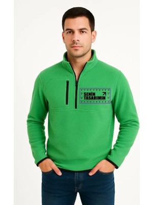 Lune Store Ön Polar Kazak Dik Yaka - Yeşil