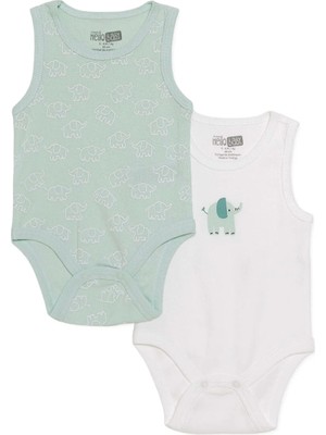 Hellobaby Erkek Bebek 2li Body Hayvan Baskılı Çıtçıtlı Bisiklet Yaka Atlet