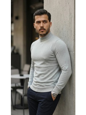 Lune Store Erkek Yarım Balıkçı Yaka Pamuklu Triko