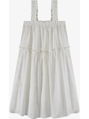 Penti Beyaz Kız Çocuk White Texture Elbise