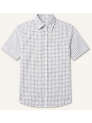 DeFacto %100 Pamuk Regular Fit Polo Yaka Çizgili Kısa Kollu İndigo Gömlek I1719AX26SM