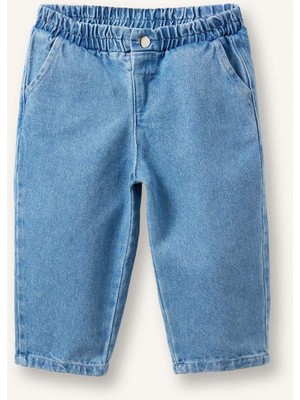 DeFacto Barrel Fit Elastik Bel Esnek Bantlı Paça Jean Açık Mavi Pantolon Erkek Bebek I0139A526AU