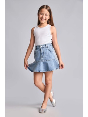 DeFacto %100 Pamuk Mavi Mini Jean Etek Kız Çocuk H8885A826AU