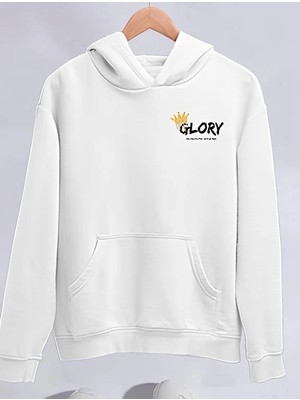 Lune Store Kışlık Üç Iplik Kapşonlu Sweatshirt - Beyaz