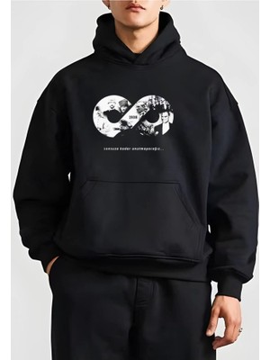 Lune Store 10 Kasıma Özel Üç Iplik Kapşonlu Baskılı Sweatshirt - Siyah