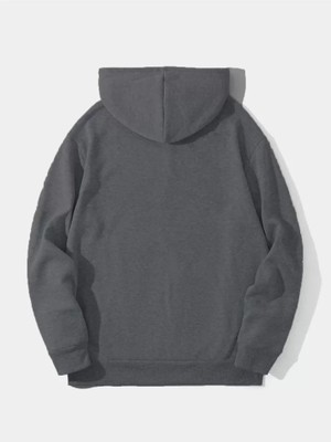 Lune Store Erkek Düz Kapüşonlu Sweat - Füme
