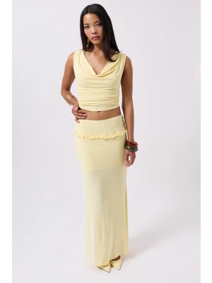 Lune Store Katlama Bel Detay Maxi Etek