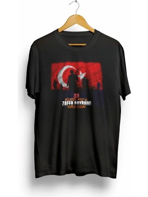 Lune Store 30 Ağustos Zafer Bayramı Atatürk Baskılı Oversize Bisiklet Yaka T-Shirt - Siyah