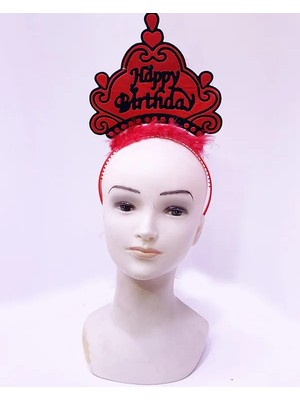 Colezium Happy Birthday Neon Kırmızı Renk Doğum Günü Tacı 24X15 cm