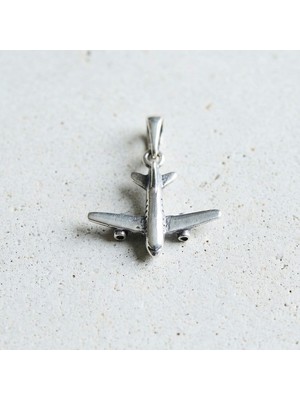 Ebrar Silver Gümüş Uçak Kolye Ucu 925 Ayar Gümüş Mini Uçak Figürlü Unisex Kolye Ucu