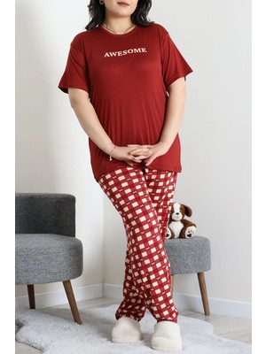 Modi Milan Büyük Beden Pijama Takımı Bordo - 53735.1952.