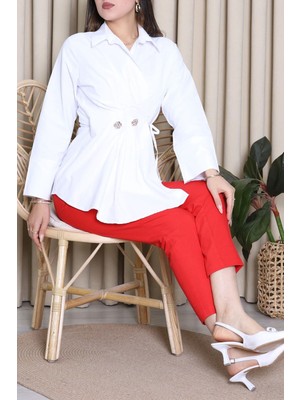 Modi Chic Bağlamalı Gömlek Beyaz - 71864.1991.