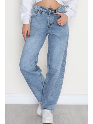 Modi Tokalı Baggy Kot Pantolon Buzmavi - 31159.2059.