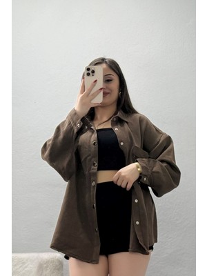 Modi Tek Cepli Gabardin Oversize Ceket Kahve - 36571.2137.