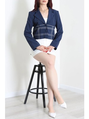 Modi Çizgili Blazer Ceket Lacivert - 8760.179.