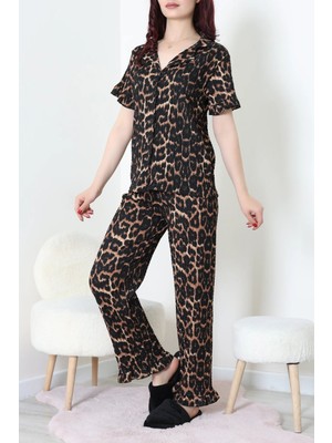 Modi Bürümcük Fırfırlı Pijama Takımı Leopar - 127.1287.
